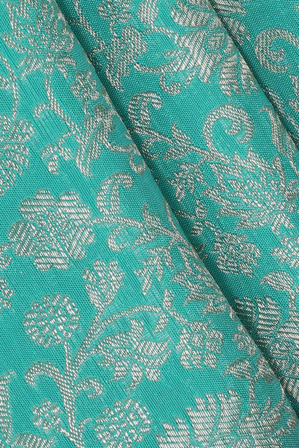 Image of Kanchipattu Sea Blue Brocade Saree