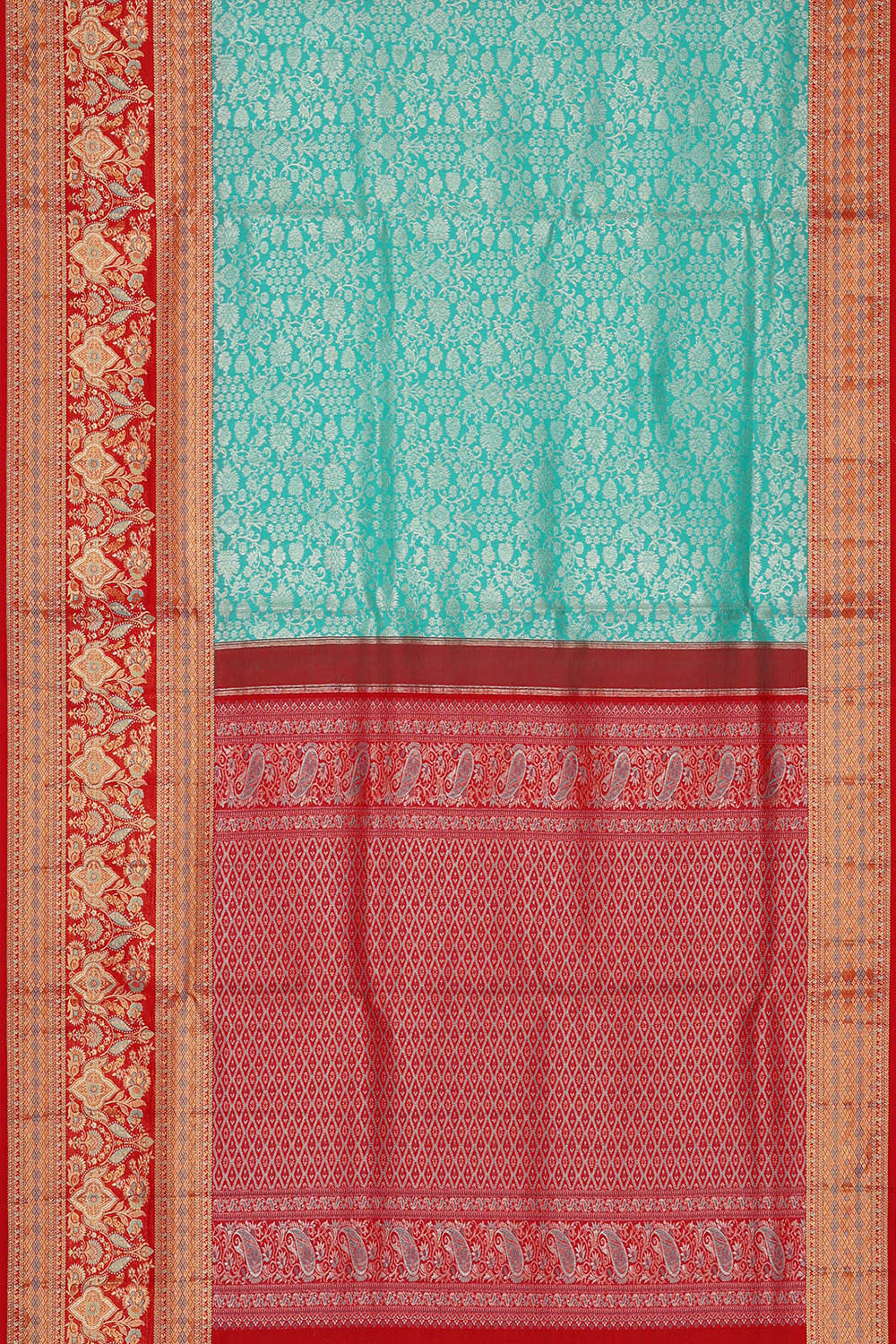 Image of Kanchipattu Sea Blue Brocade Saree