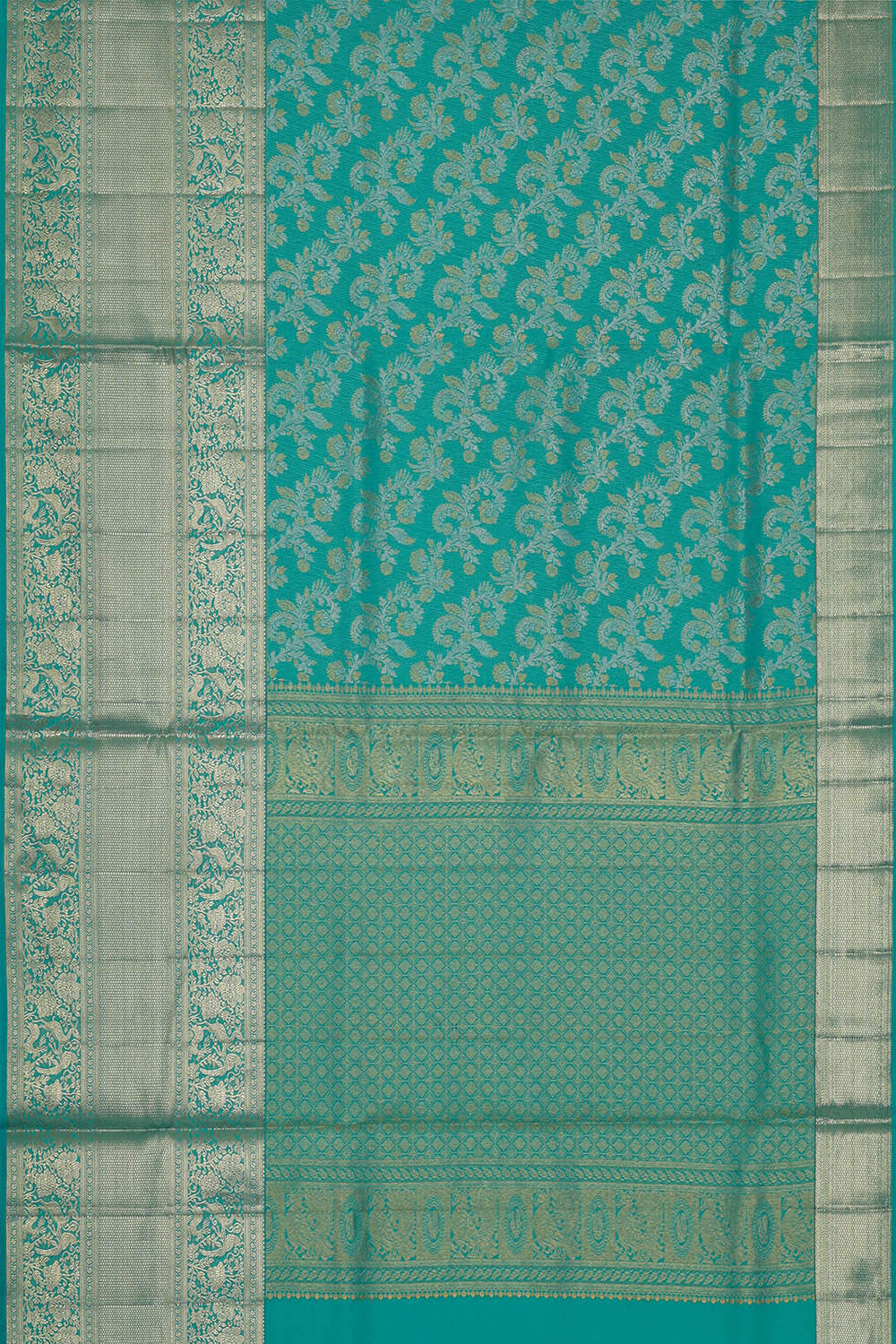 Image of Kanchipattu Deep Sea Green Brocade Saree