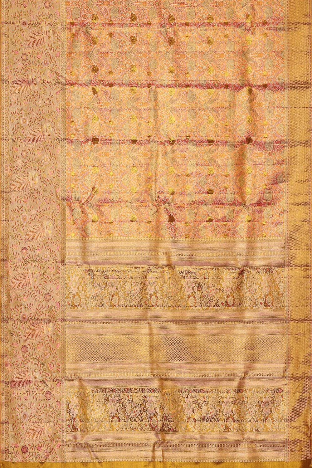 Image of Kanchipattu Peach Pink Brocade Saree