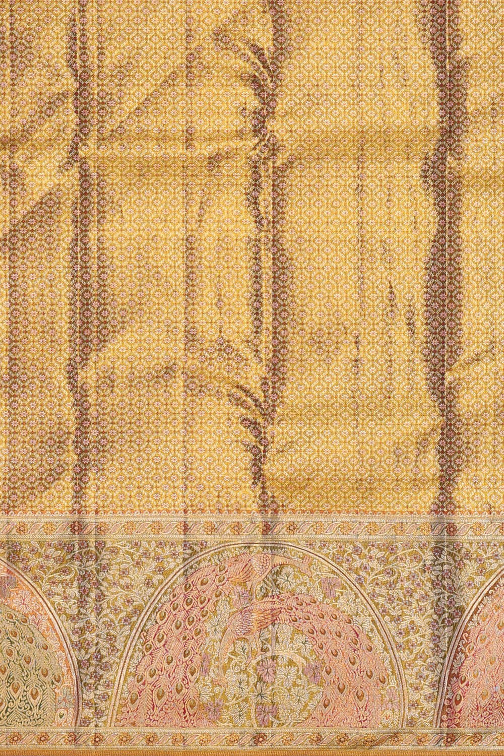 Image of Kanchipattu Golden Orange Brocade Saree