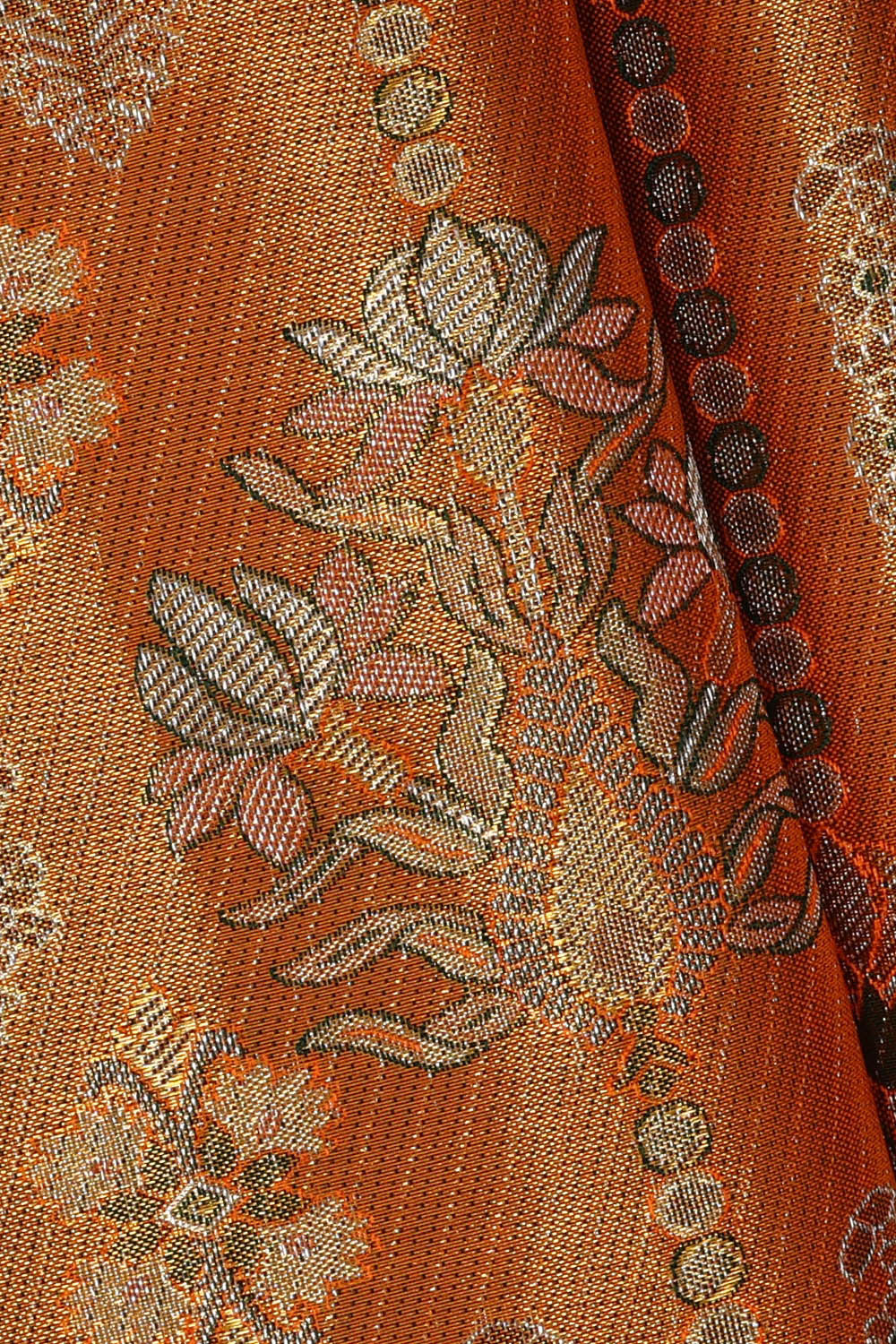 Kanchipattu Golden Orange Brocade Saree