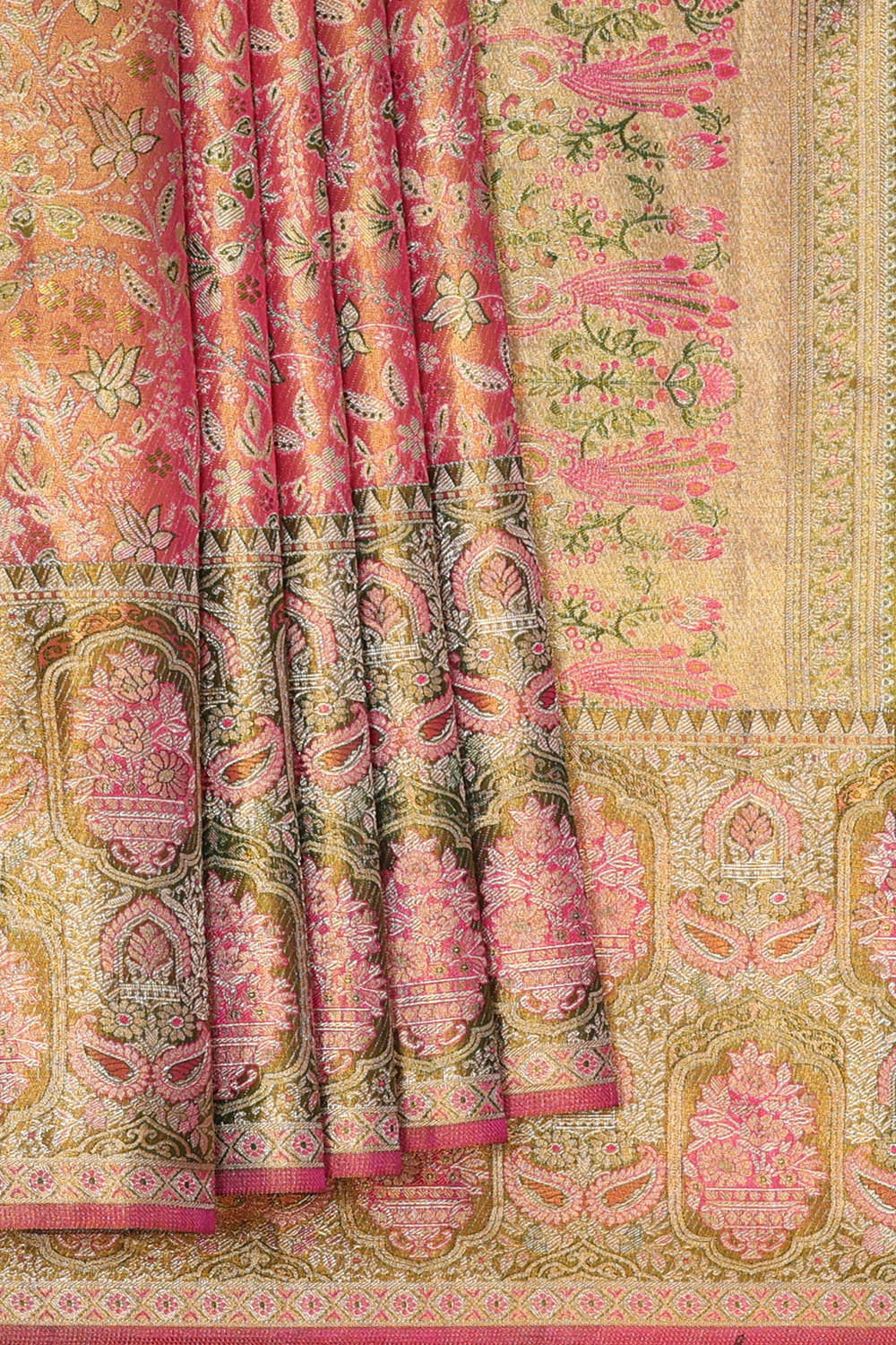 Image of Kanchipattu Pink Brocade Saree