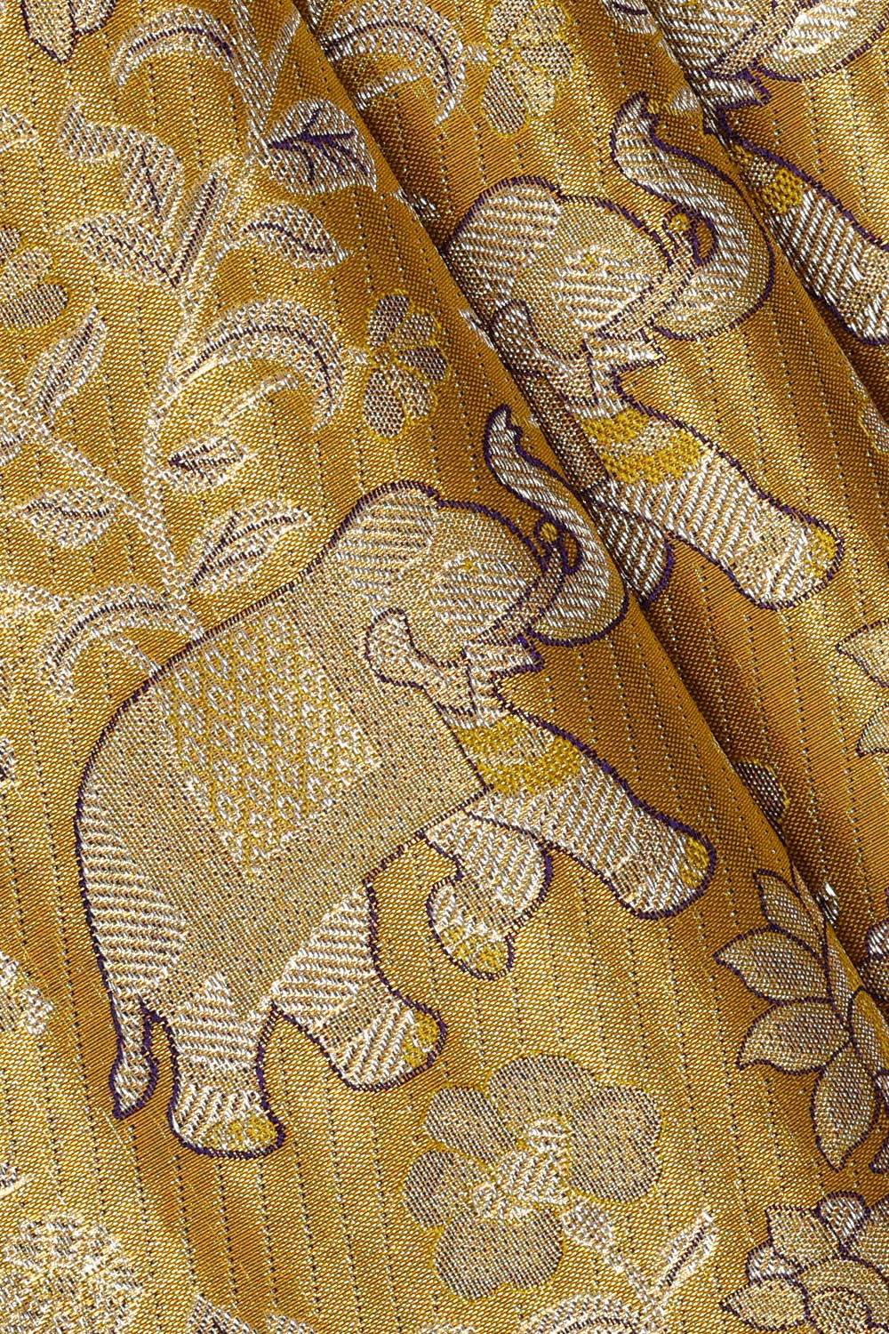 Image of Kanchipattu Golden Yellow Tissue Brocade Saree