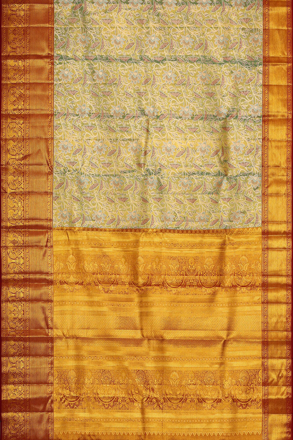 Image of Kanchipattu Sea Green Tissue Brocade Saree