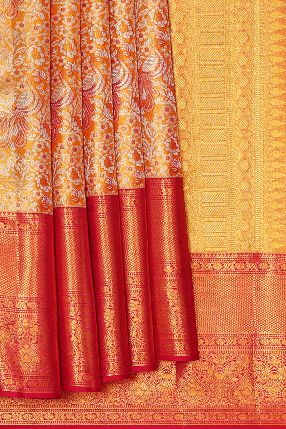 Image of Kanchipattu Golden Yellow Brocade Saree