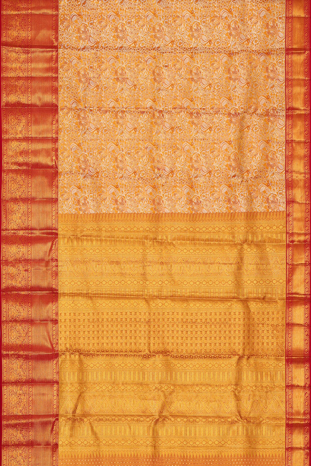 Image of Kanchipattu Golden Yellow Brocade Saree