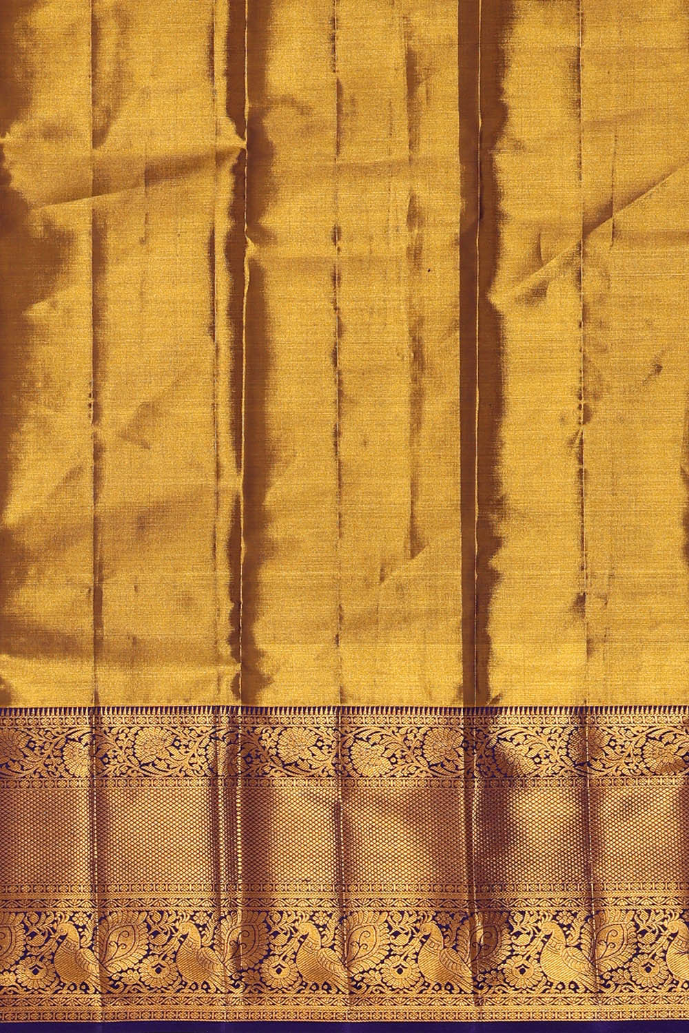 Image of Kanchipattu Golden Orange Tissue Brocade Saree