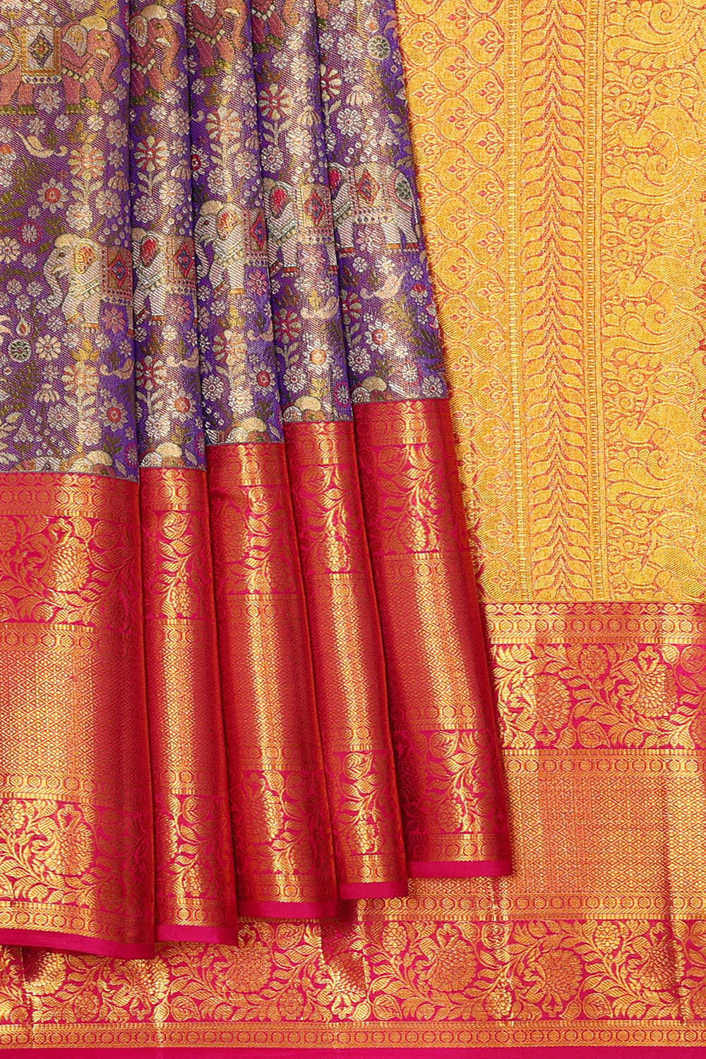 Image of Kanchipattu Purple Tissue Brocade Saree
