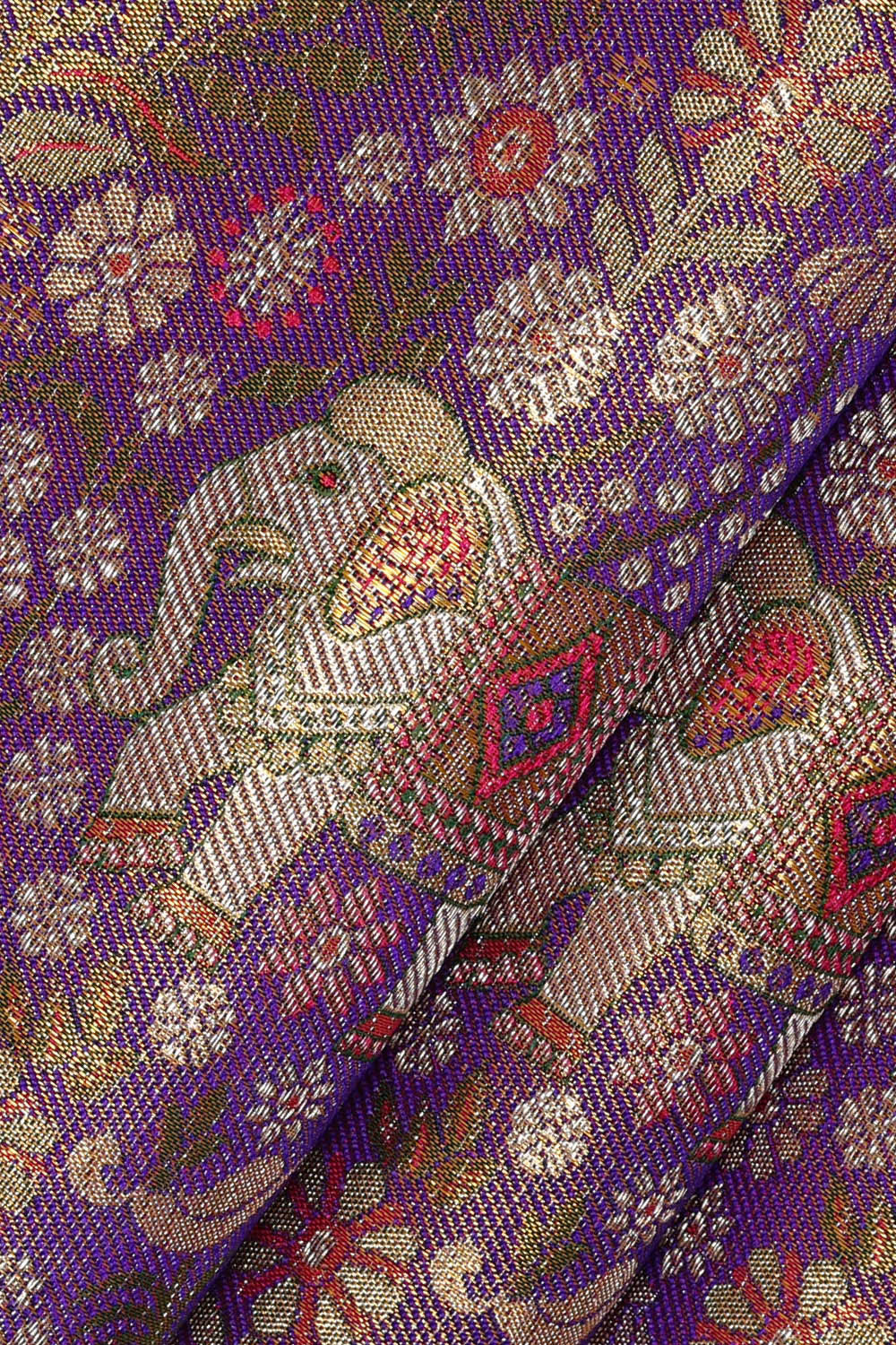 Image of Kanchipattu Purple Tissue Brocade Saree