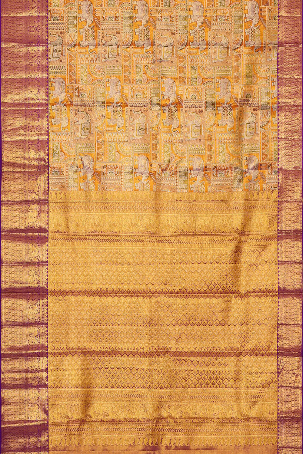 Image of Kanchipattu Orange Tissue Brocade Saree