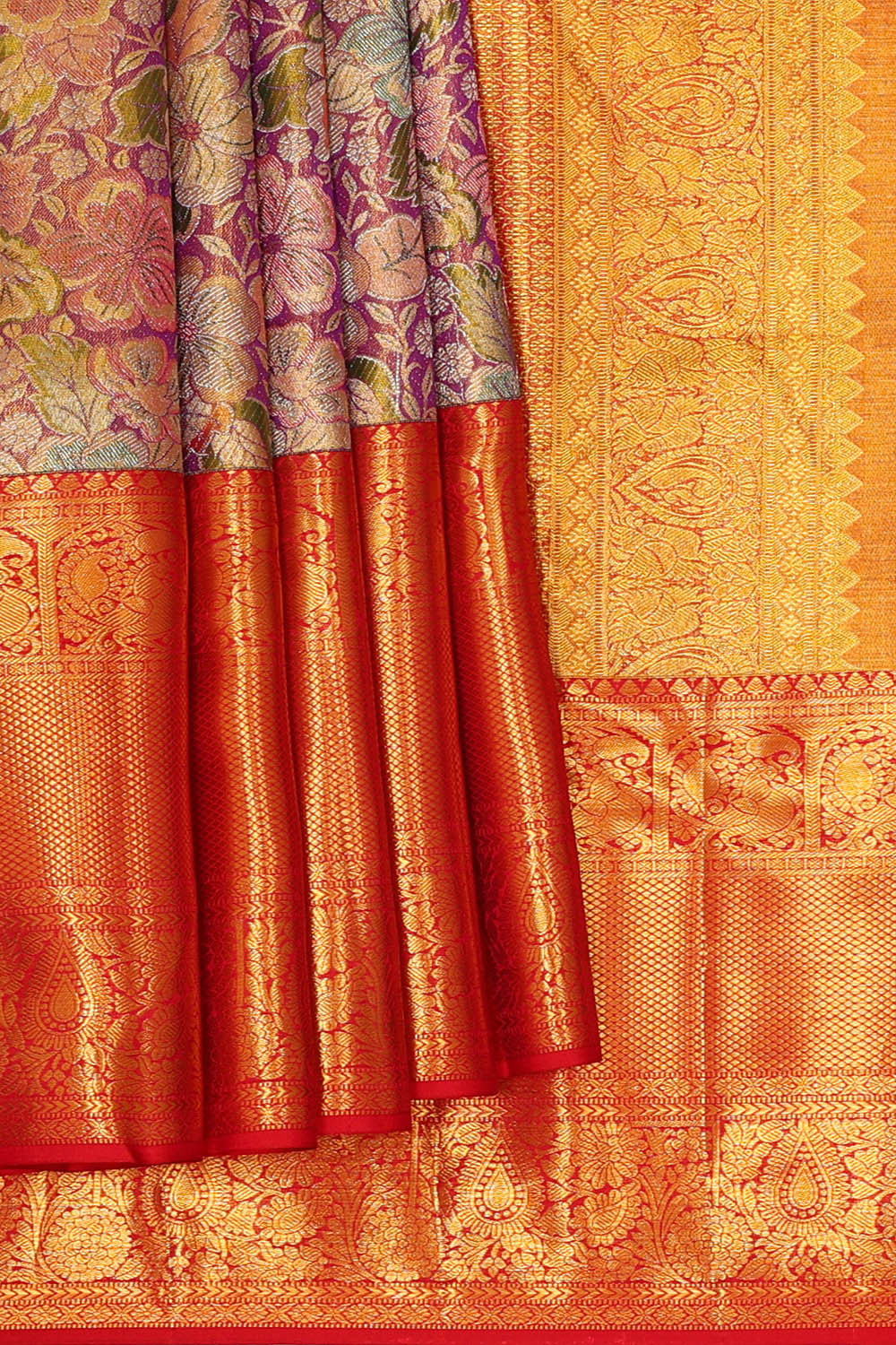 Image of Kanchipattu Purple Tissue Brocade Saree