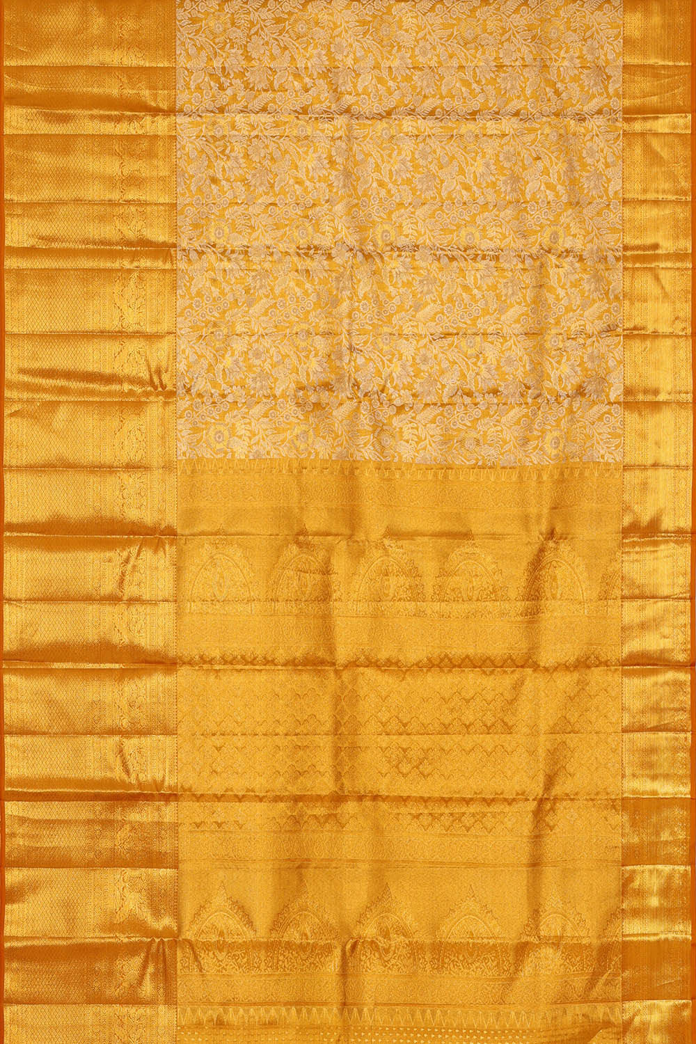 Image of Kanchipattu Golden Yellow Tissue Brocade Saree