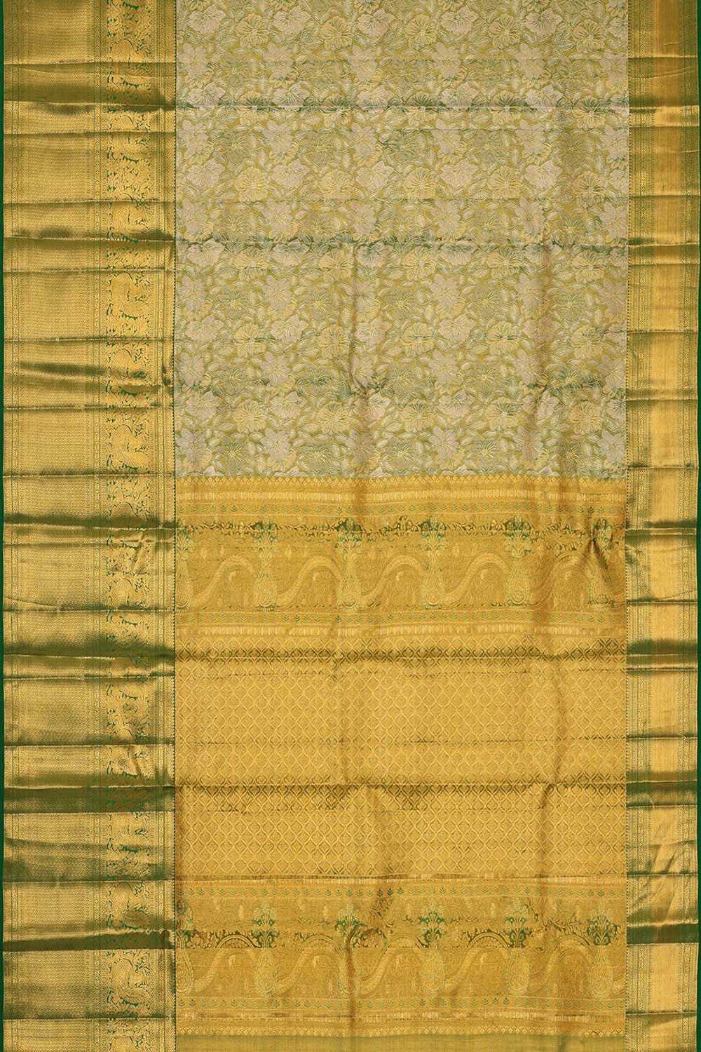 Image of Kanchipattu Dark Green Tissue Brocade Saree