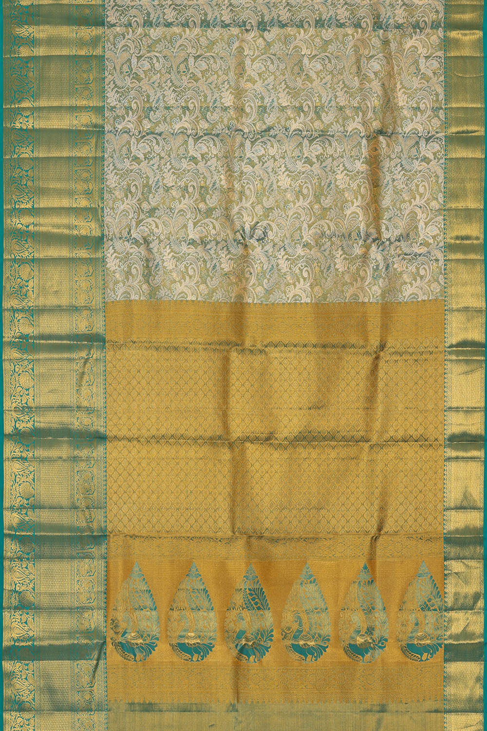 Image of Kanchipattu Blue Tissue Brocade Saree