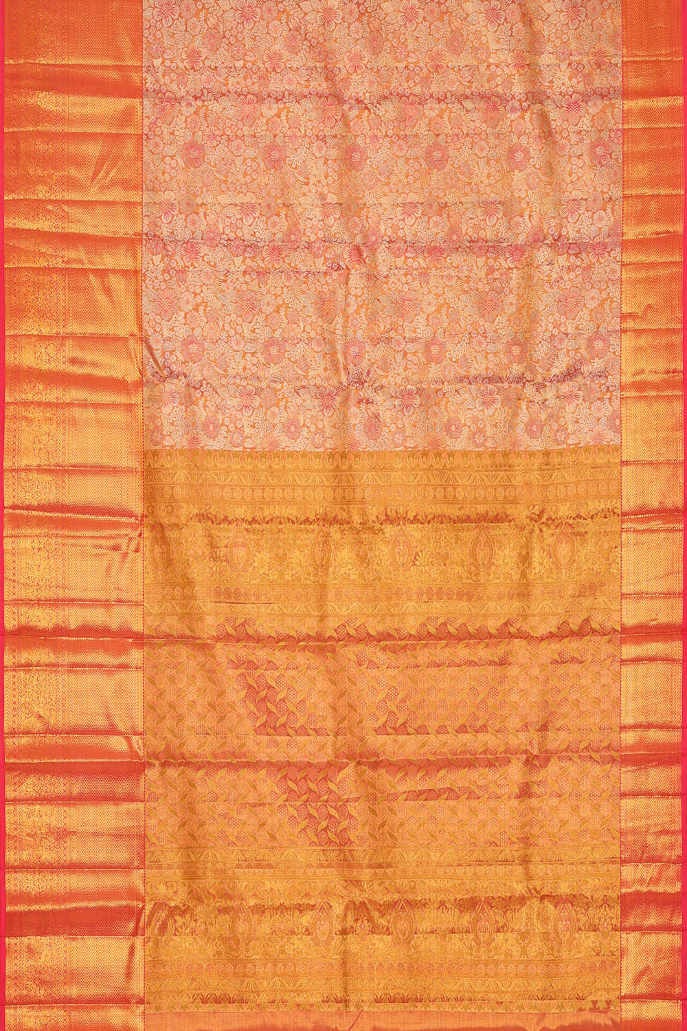 Image of Kanchipattu Peach Pink Tissue Brocade Saree