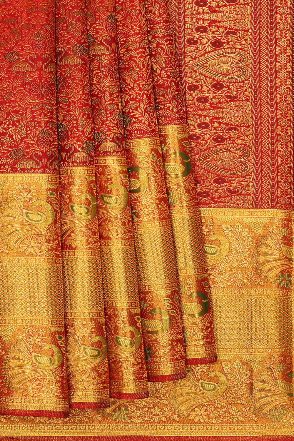 Image of Kanchipattu Red Brocade Saree