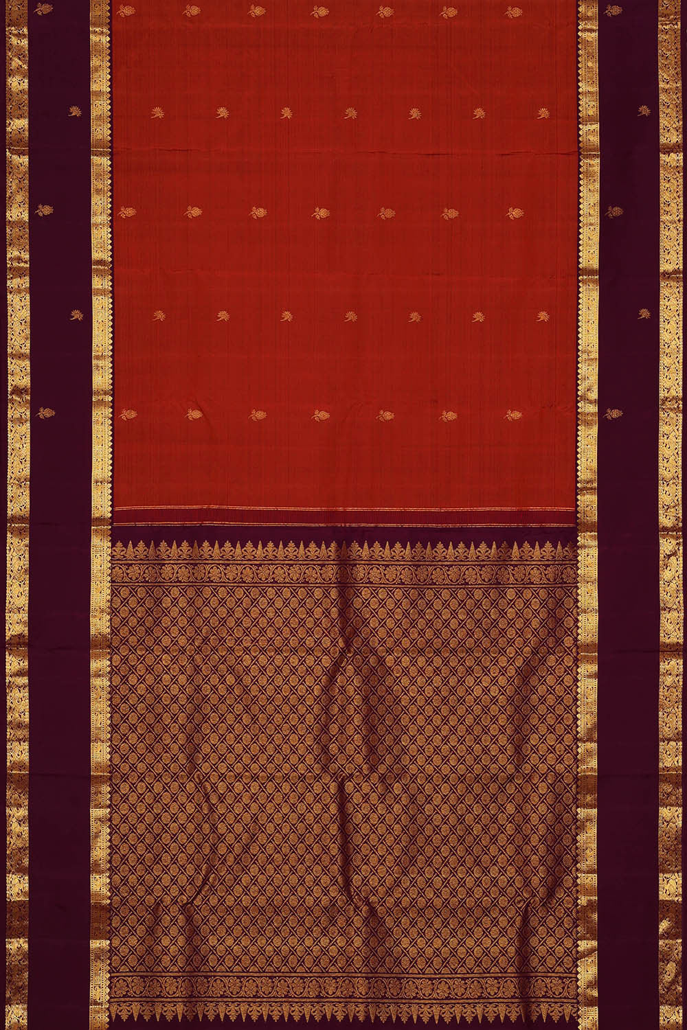 Image of Kanchipattu Brown Orange Brocade Saree