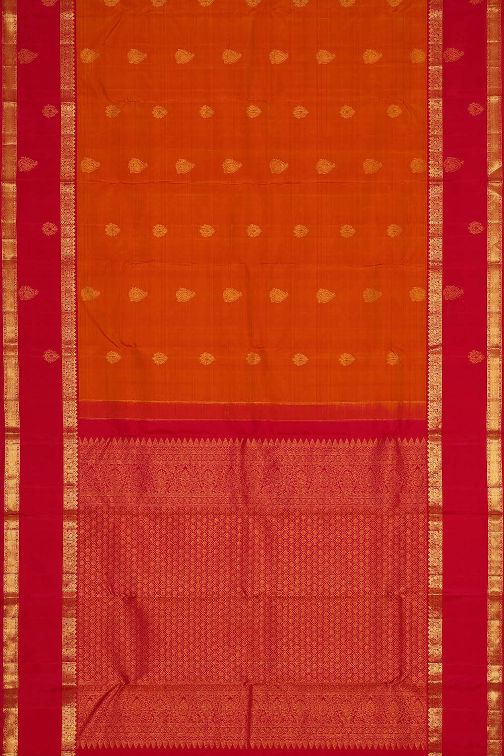 Image of Kanchipattu Orange Brocade Saree