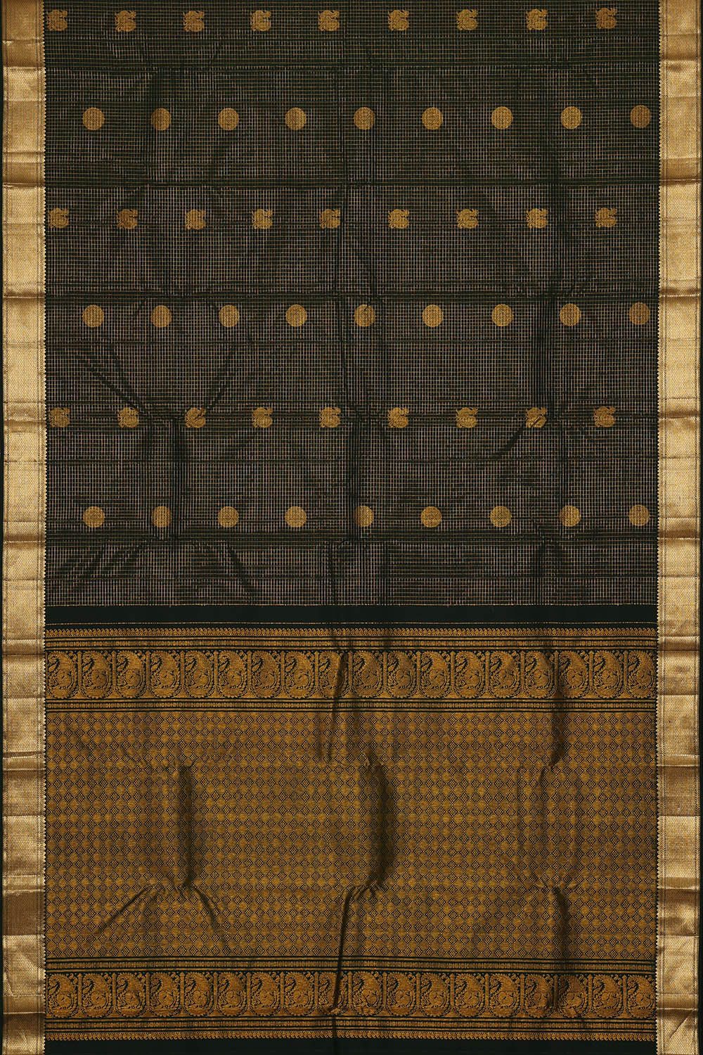 Image of Kanchipattu Bottle Green Brocade Saree