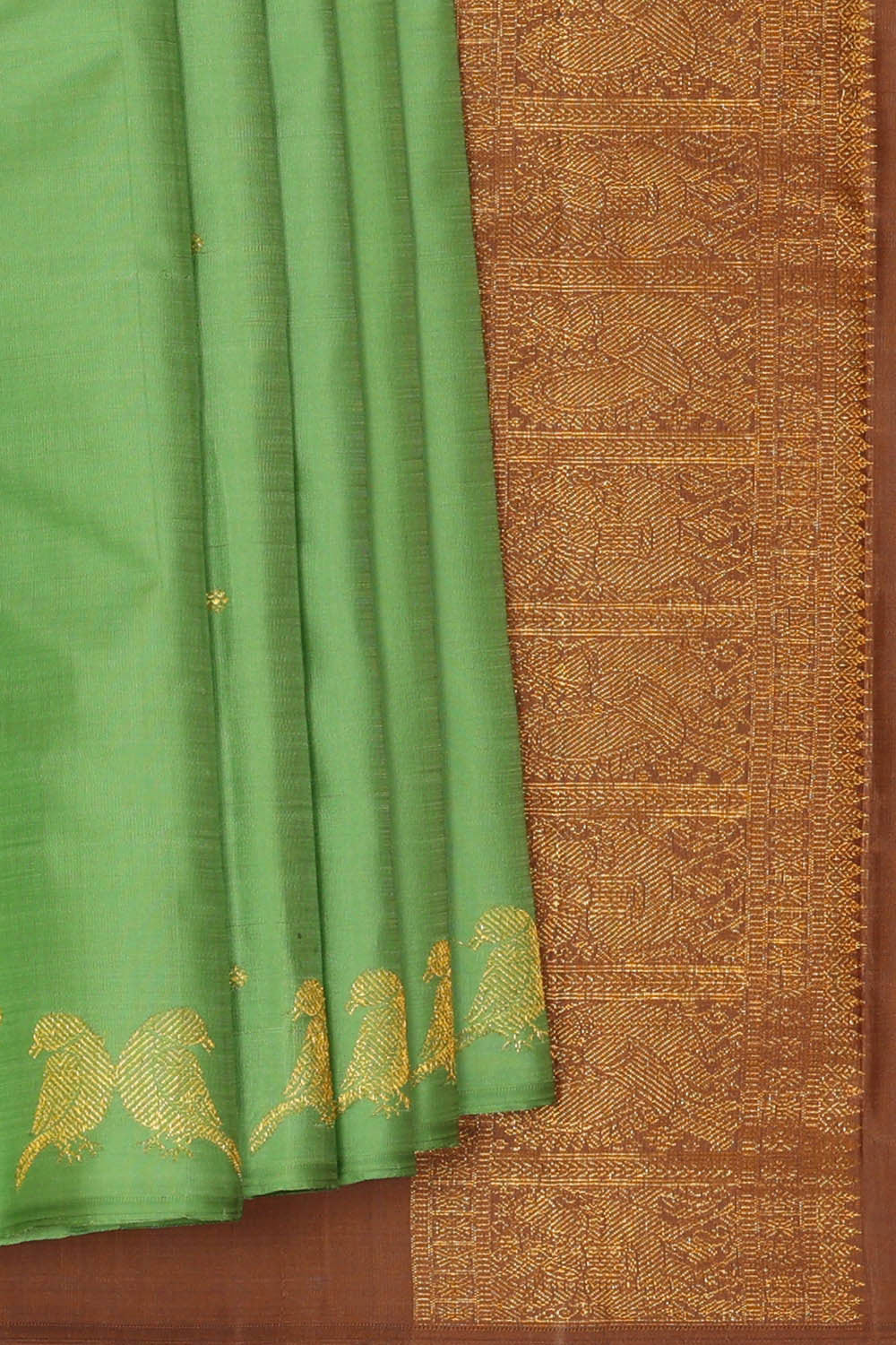 Kanchipattu Pista Green Brocade Saree