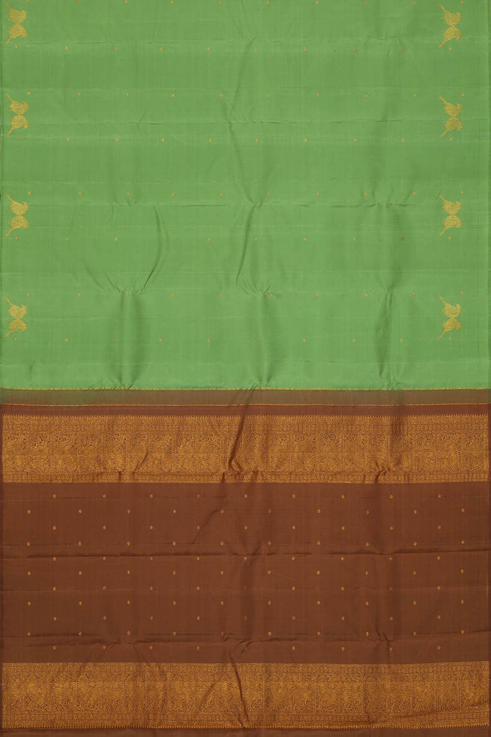 Kanchipattu Pista Green Brocade Saree