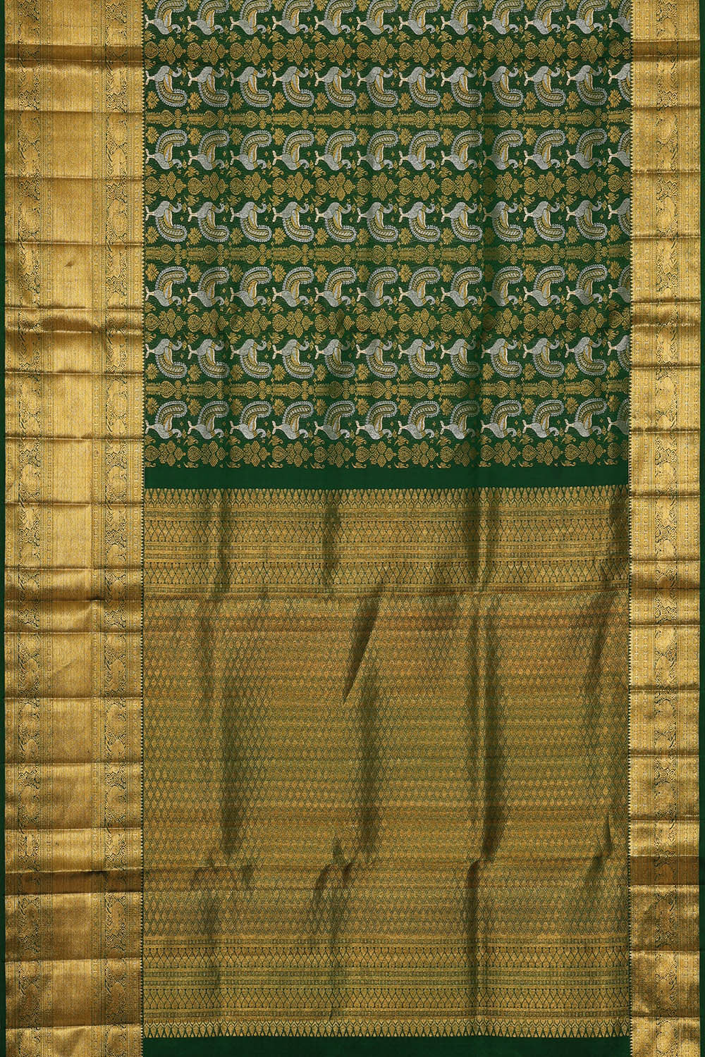 Image of Kanchipattu Bottle Green Brocade Saree
