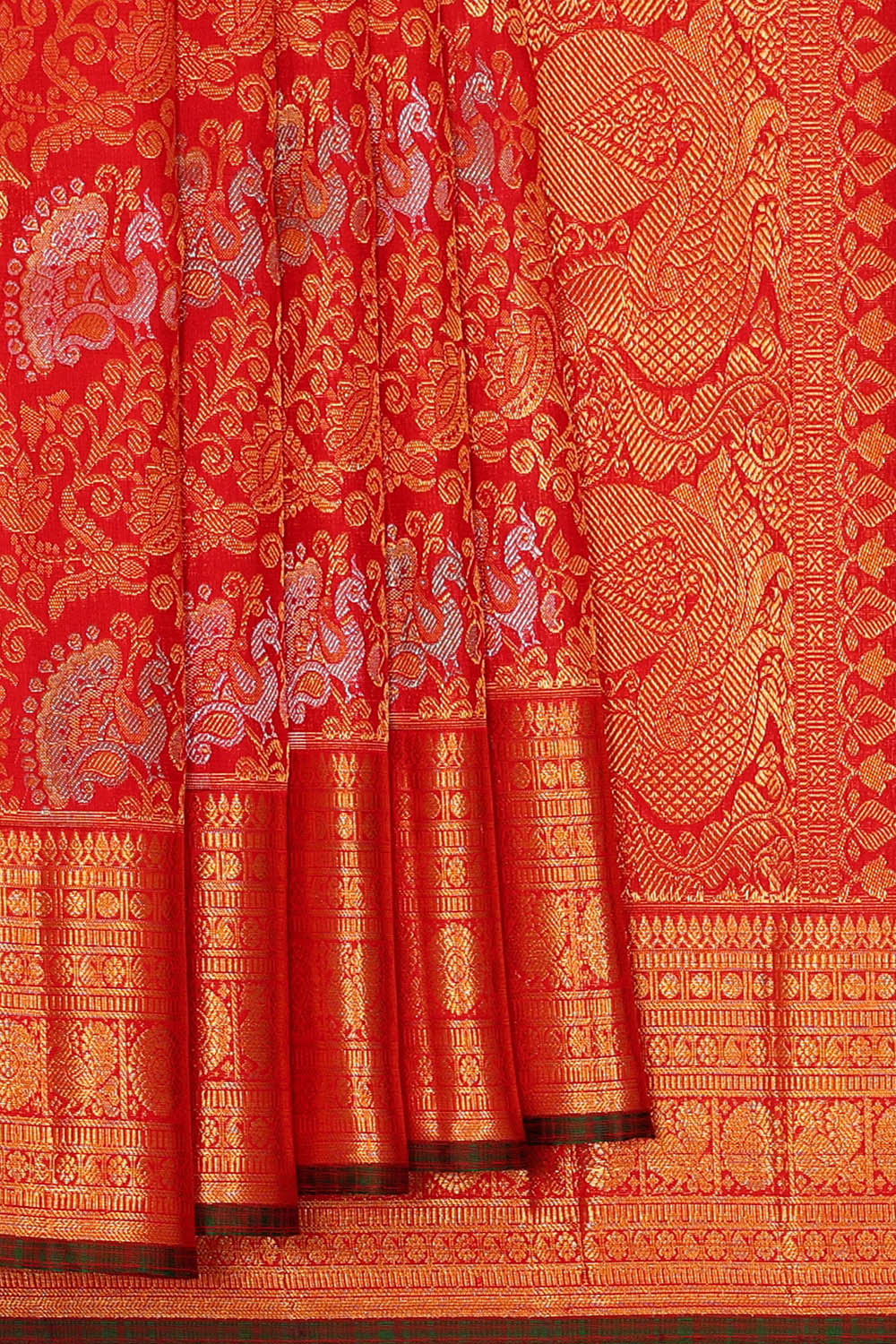 Image of Kanchipattu Red Brocade Saree