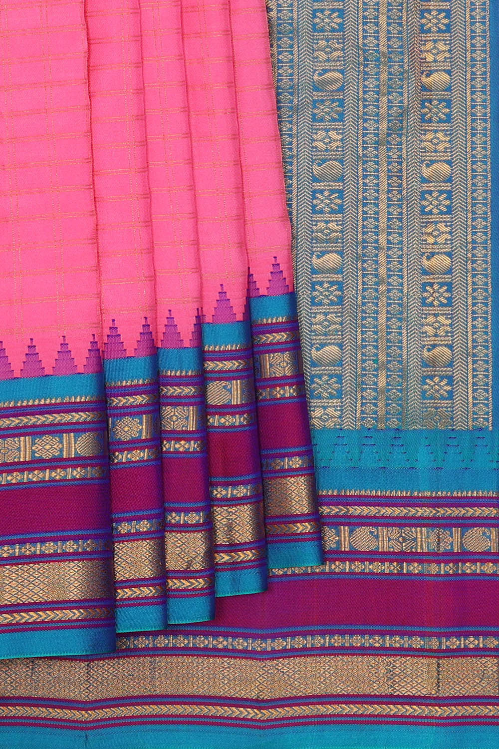 Image of Gadwal Silk Pink Saree