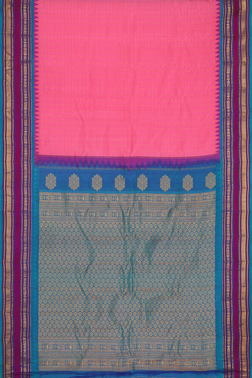 Image of Gadwal Silk Pink Saree