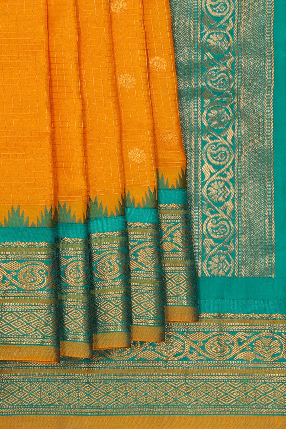 Gadwal Silk Mustard Yellow Saree