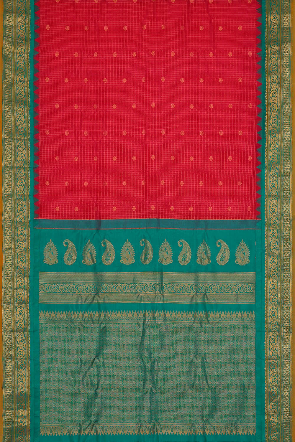 Image of Gadwal Silk Red Saree