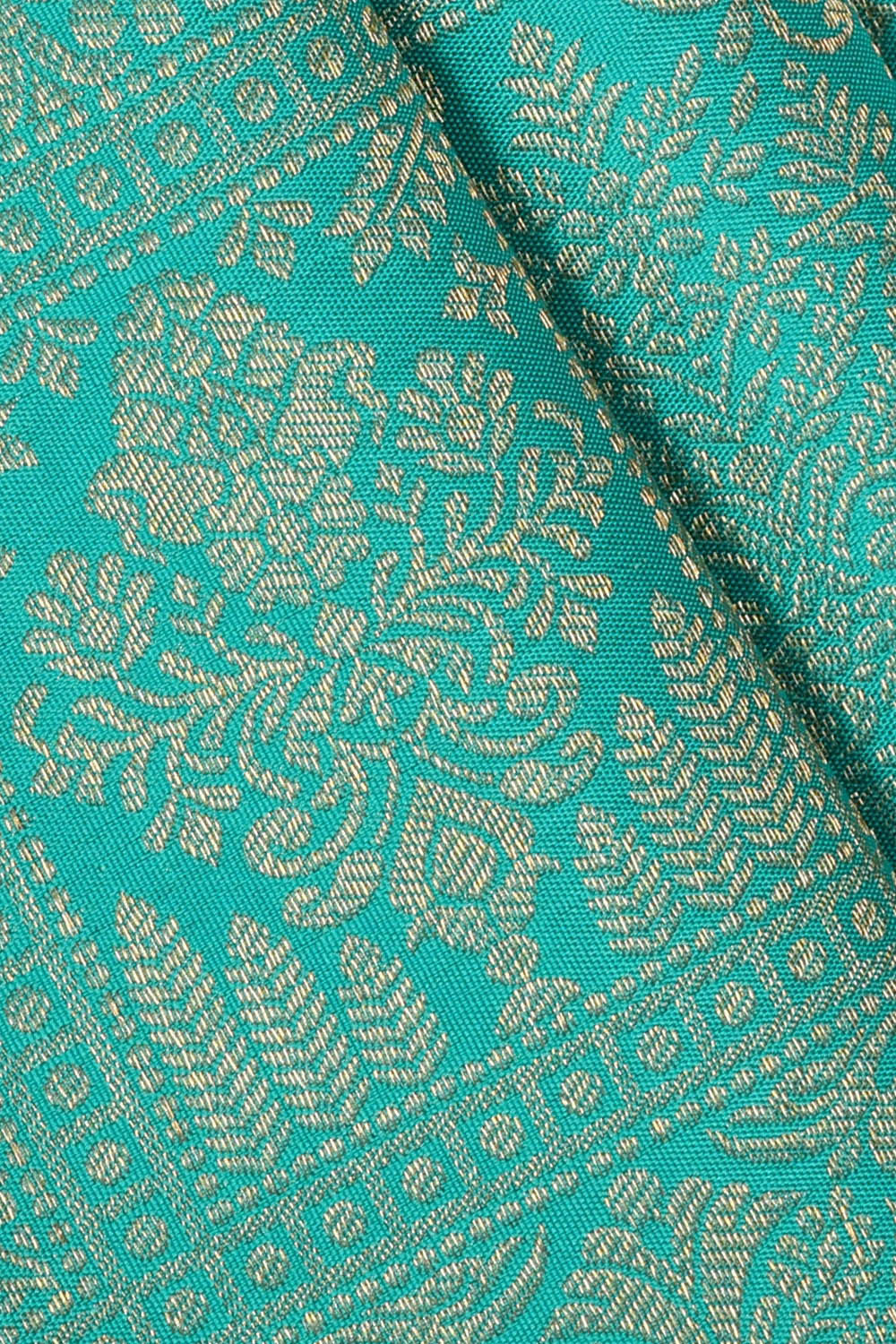 Image of Kanchipattu Turquoise Blue Brocade Saree