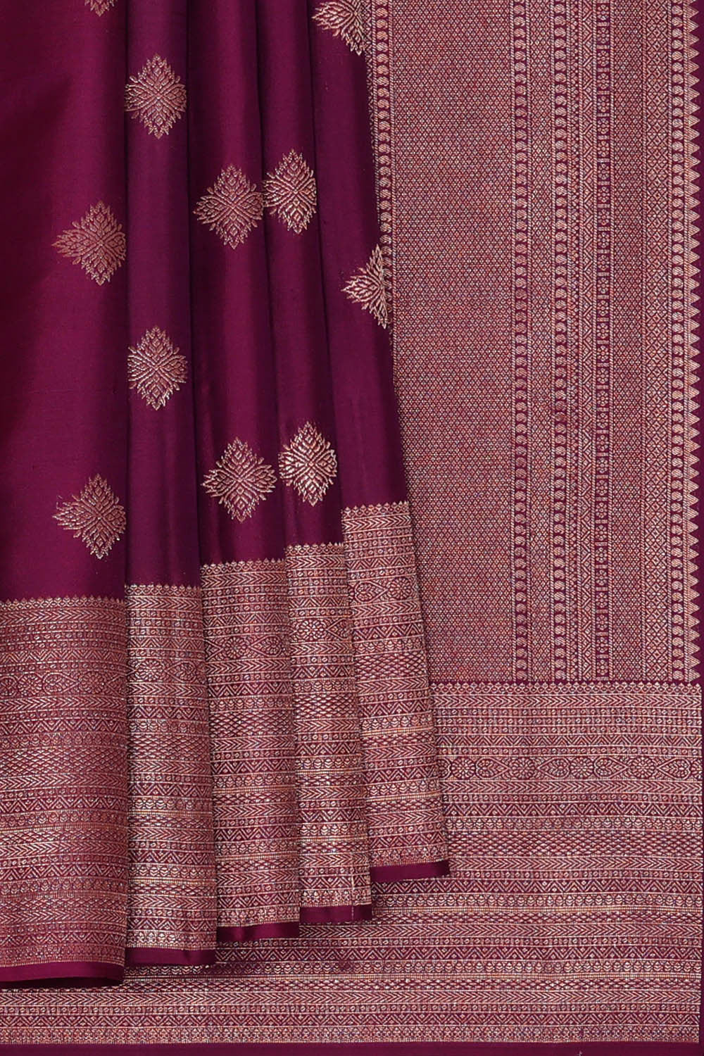 Image of Kanchipattu Deep Wine Brocade Saree