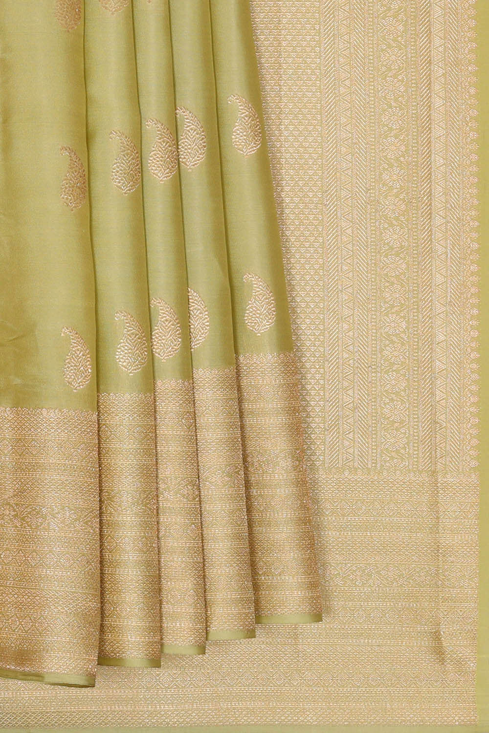 Image of Kanchipattu Light Pista Green Brocade Saree