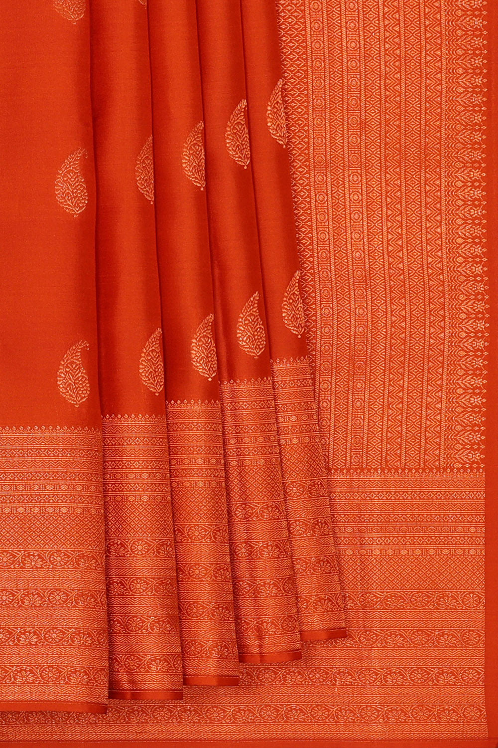 Image of Kanchipattu Orange Brocade Saree