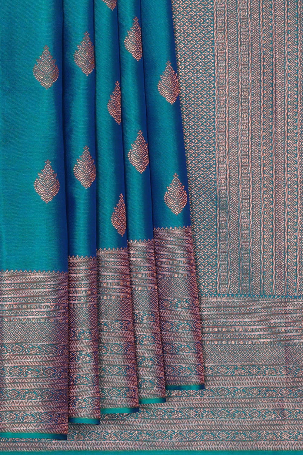 Kanchipattu Peacock Blue Brocade Saree