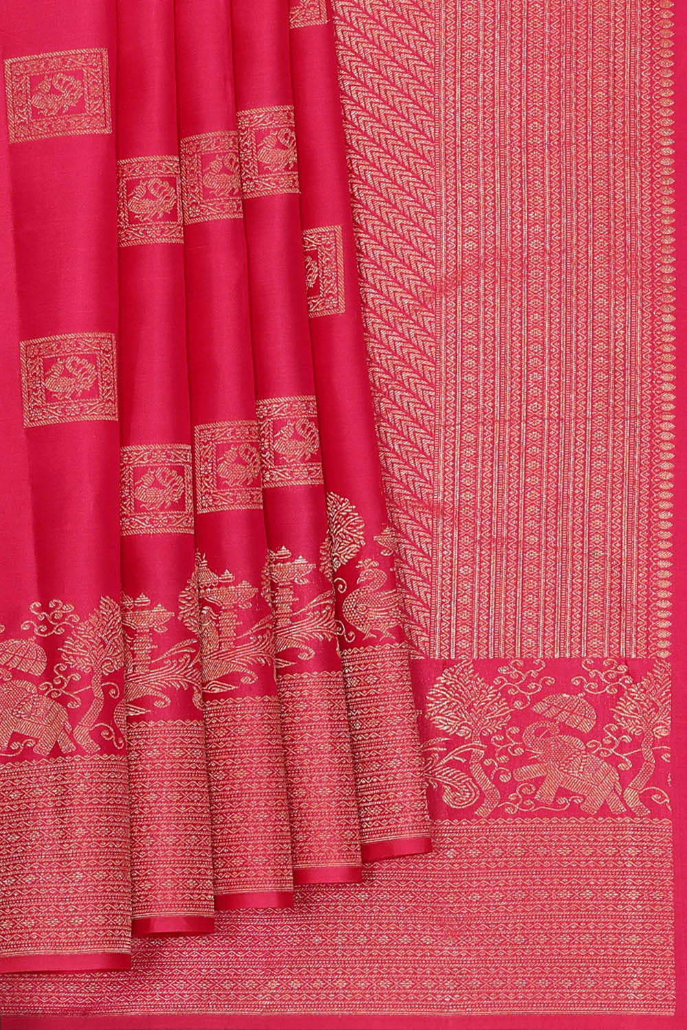 Kanchipattu Reddish Pink Brocade Saree