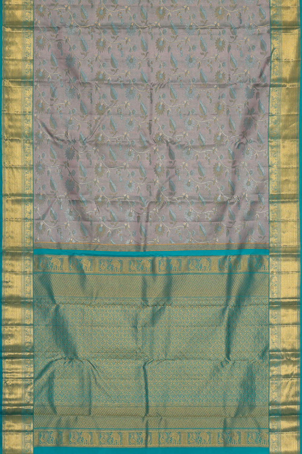 Image of Kanchipattu Grey Brocade Saree