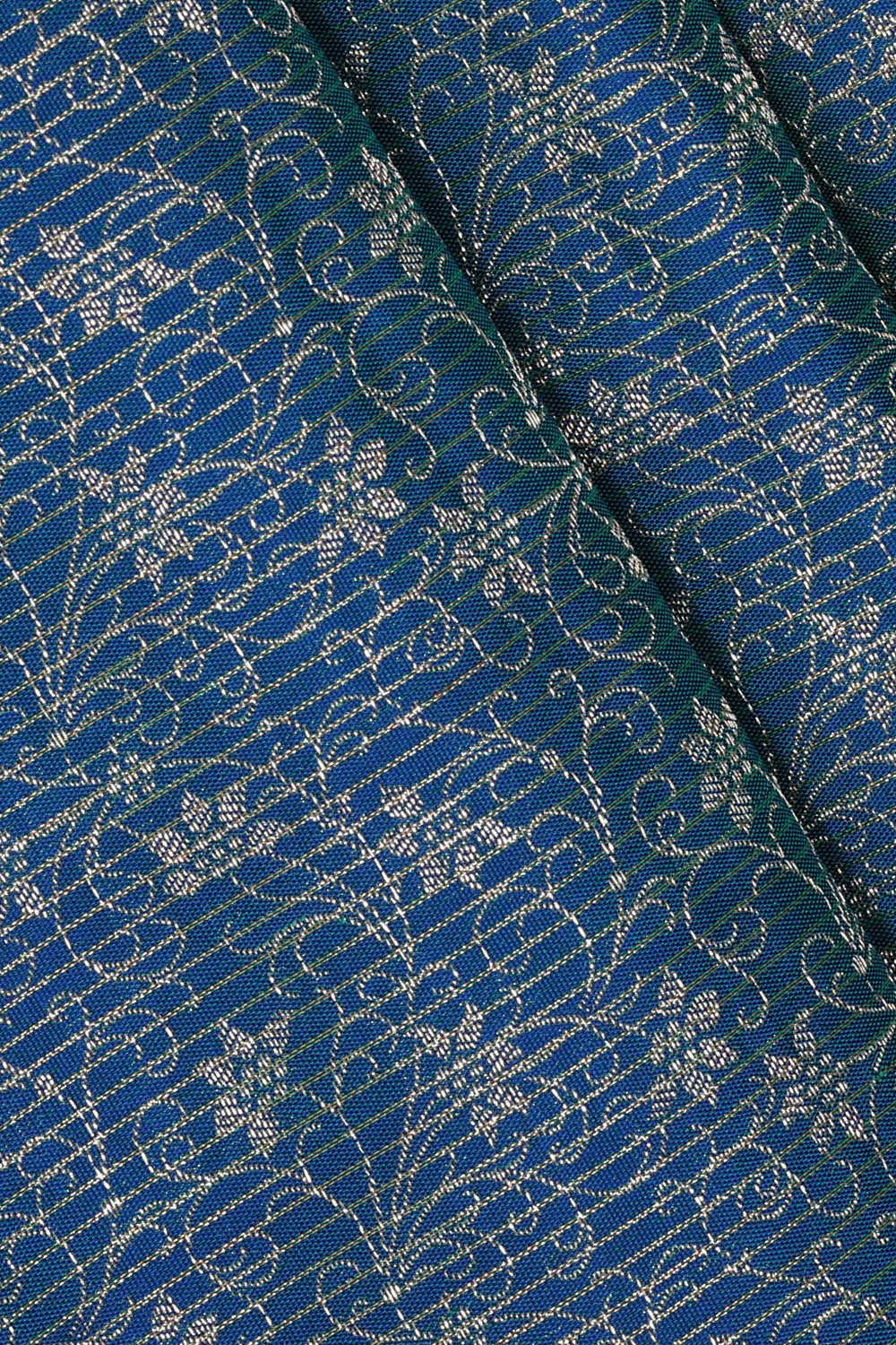 Image of Kanchipattu Peacock Blue Brocade Saree