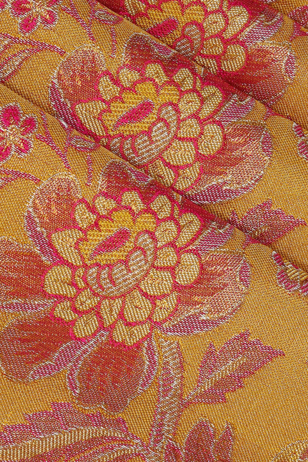 Image of Kanchipattu Golden Yellow Tissue Brocade Saree