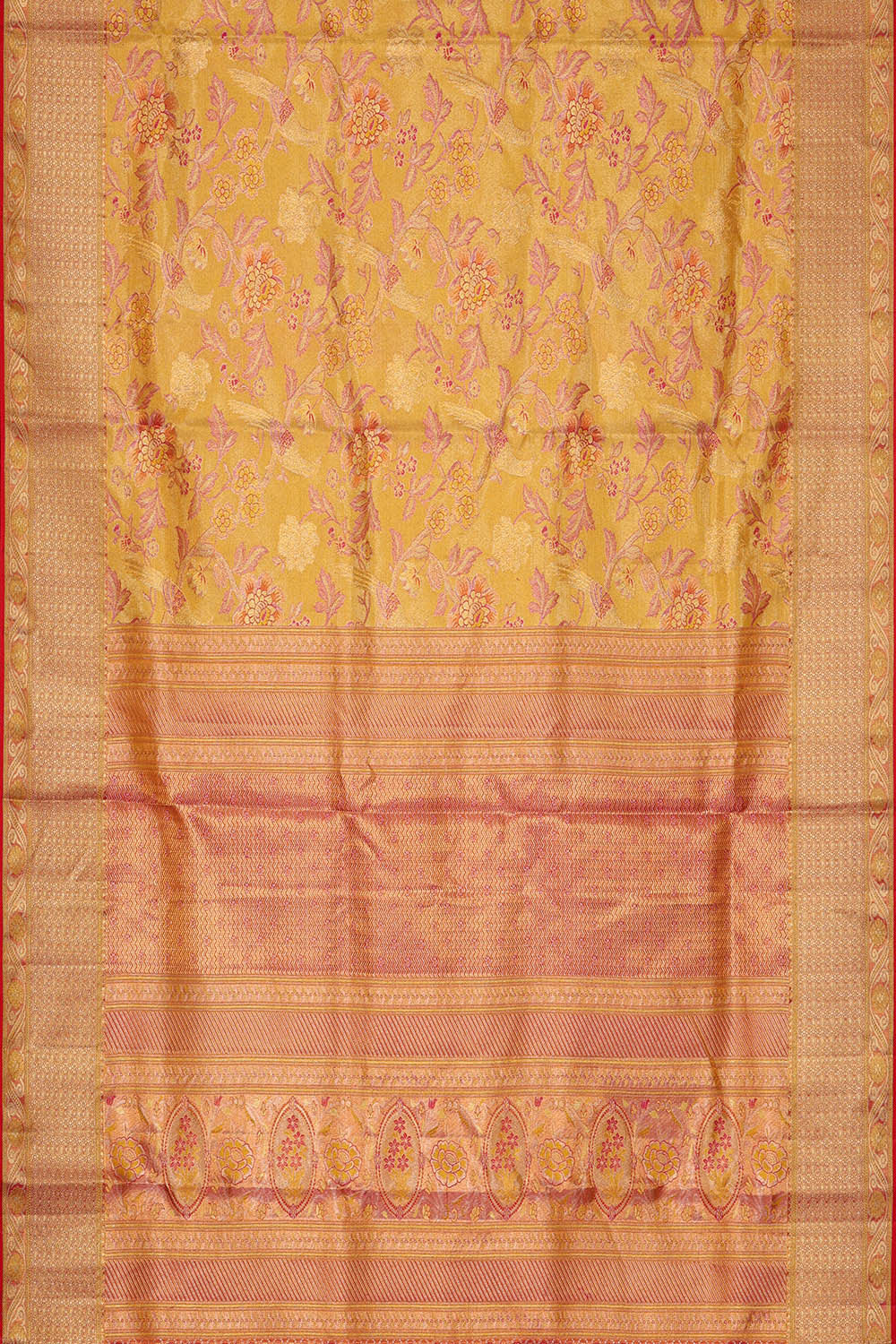 Image of Kanchipattu Golden Yellow Tissue Brocade Saree