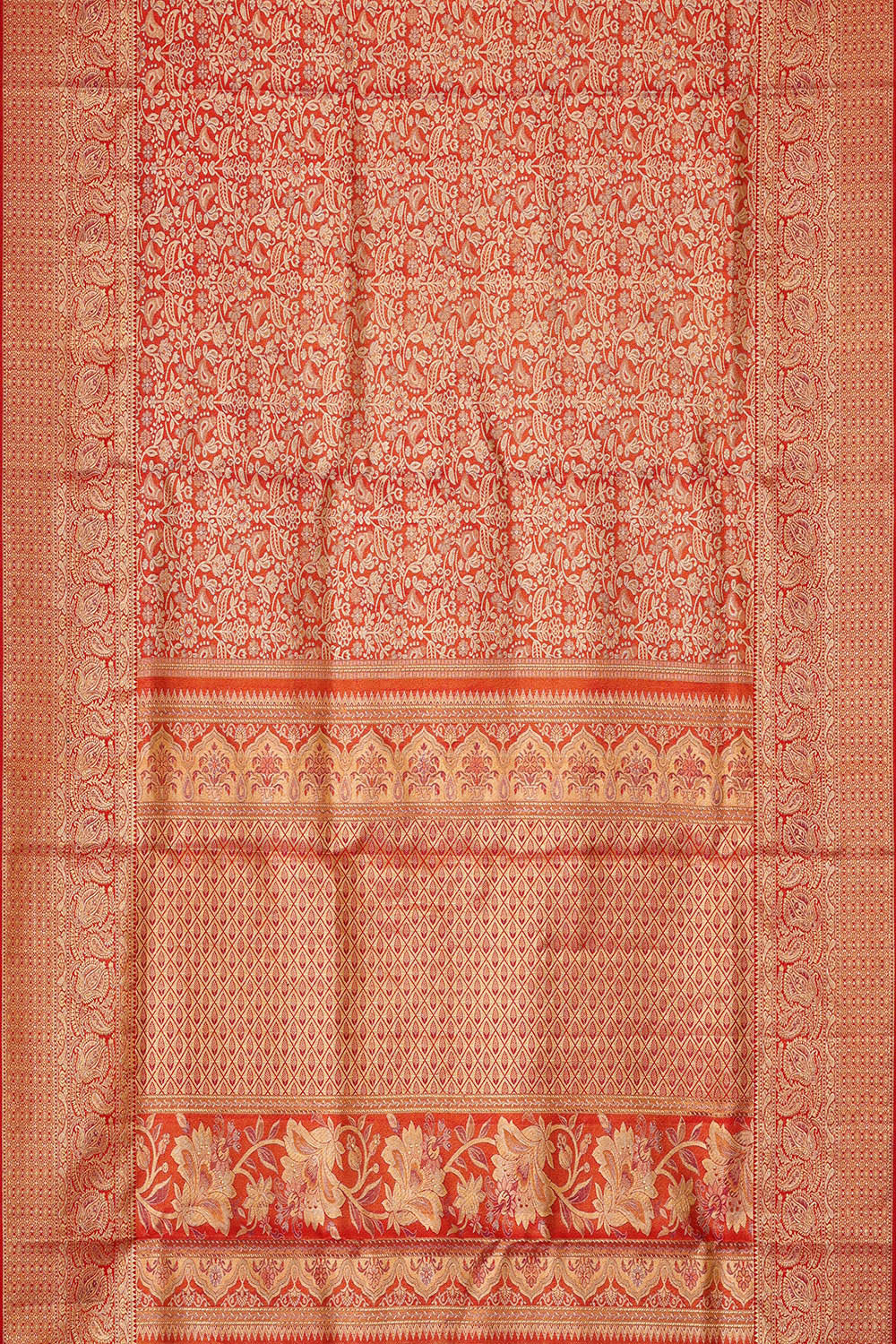 Image of Kanchipattu Red Tissue Brocade Saree