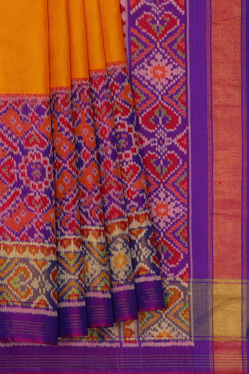 Image of Rajkot Patola Mustard Yellow Saree