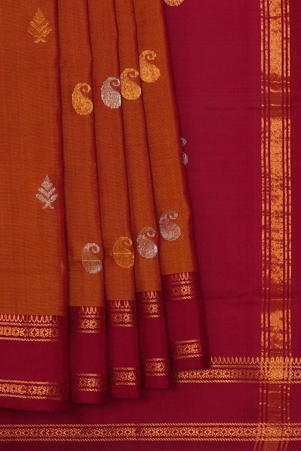 Image of Uppada Silk Dark Orange Saree