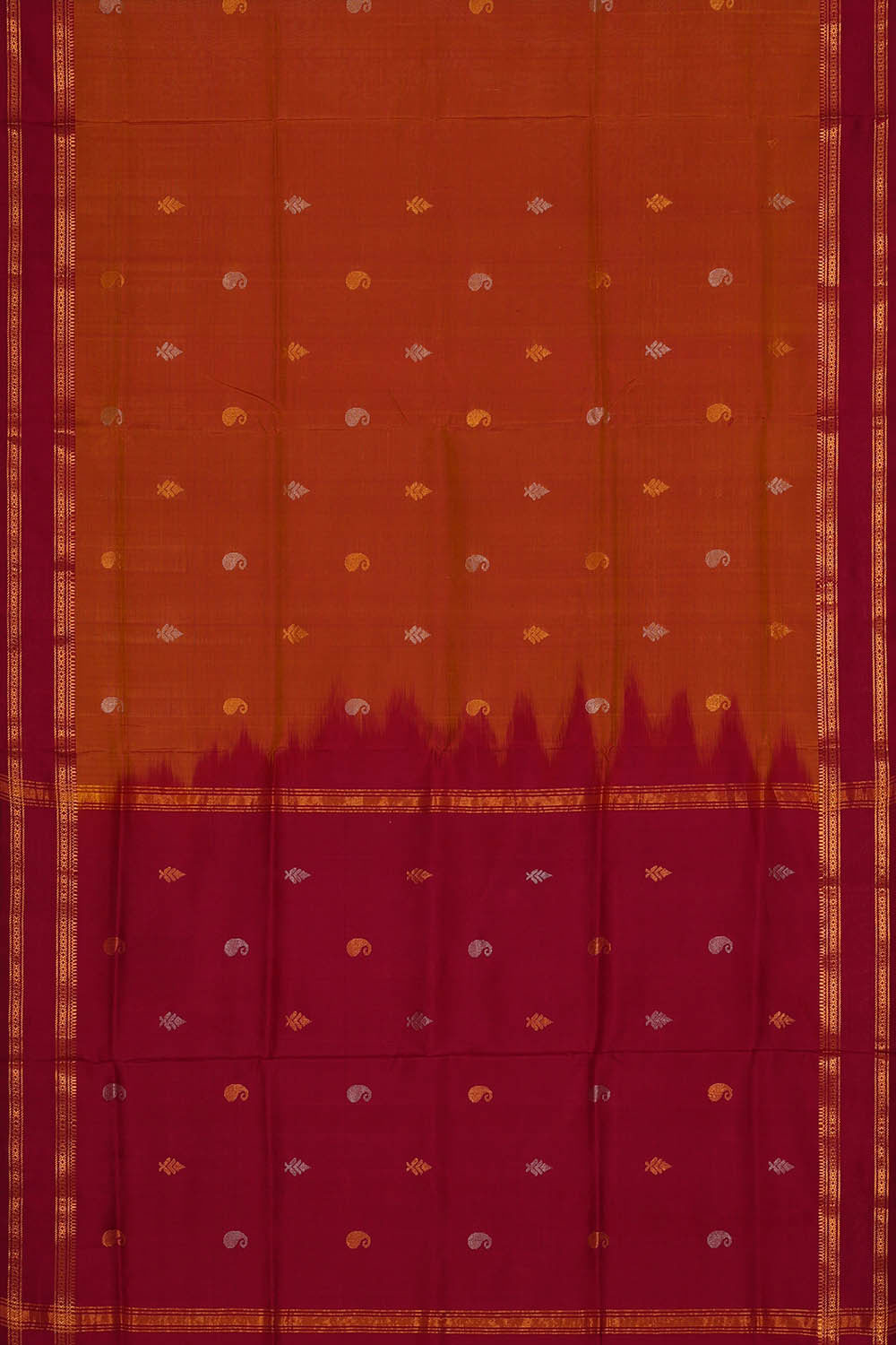 Image of Uppada Silk Dark Orange Saree