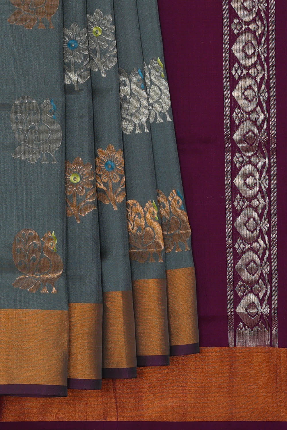 Image of Uppada Silk Grey Saree