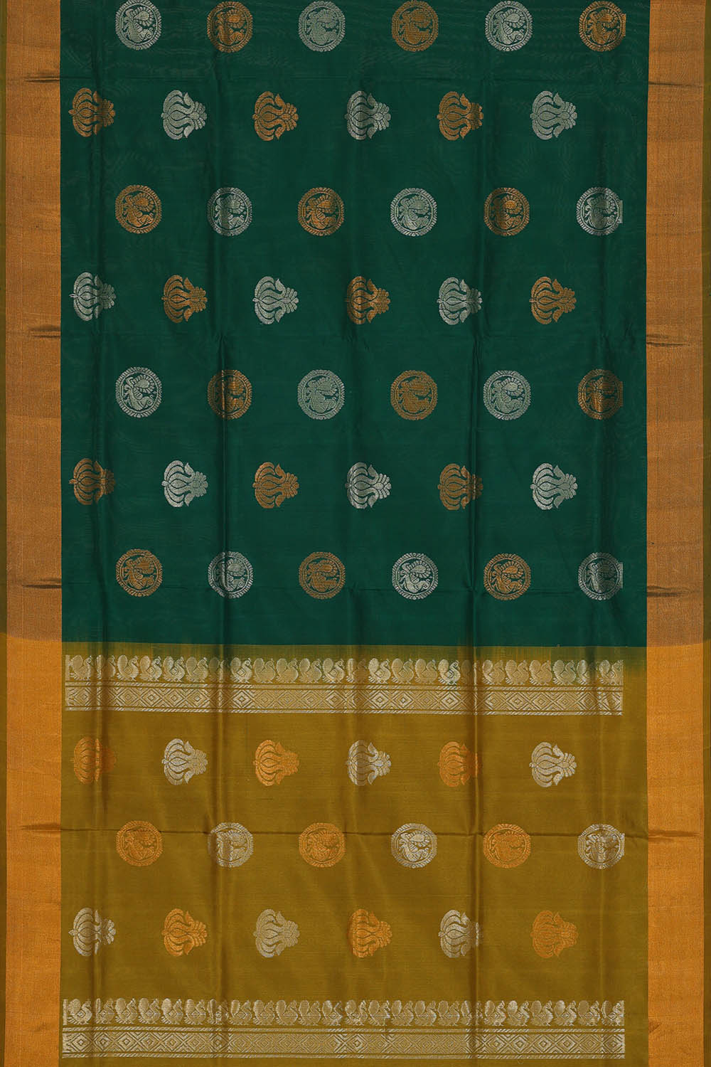 Image of Uppada Silk Dark Green Saree