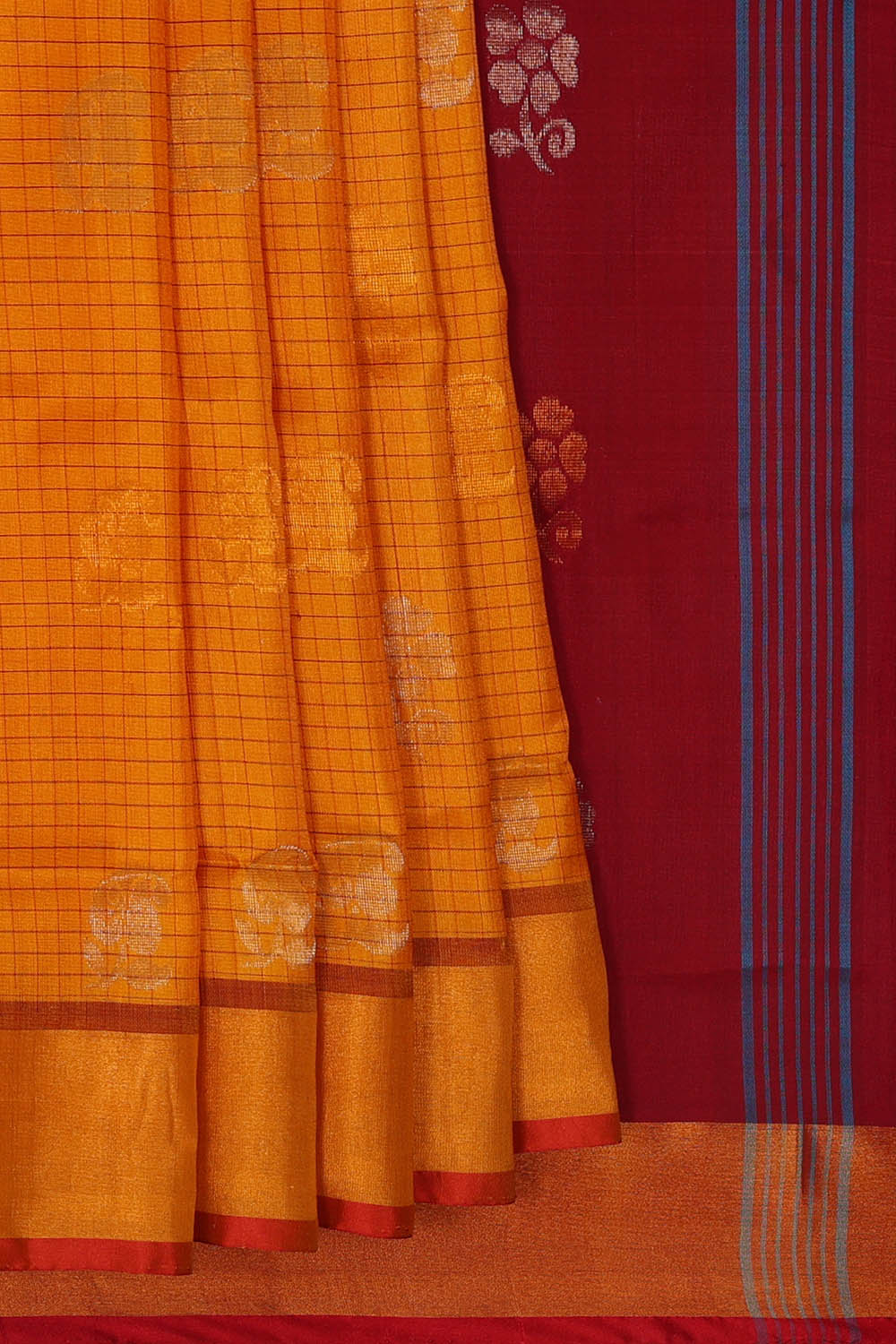 Image of Uppada Silk Mustard Yellow Saree