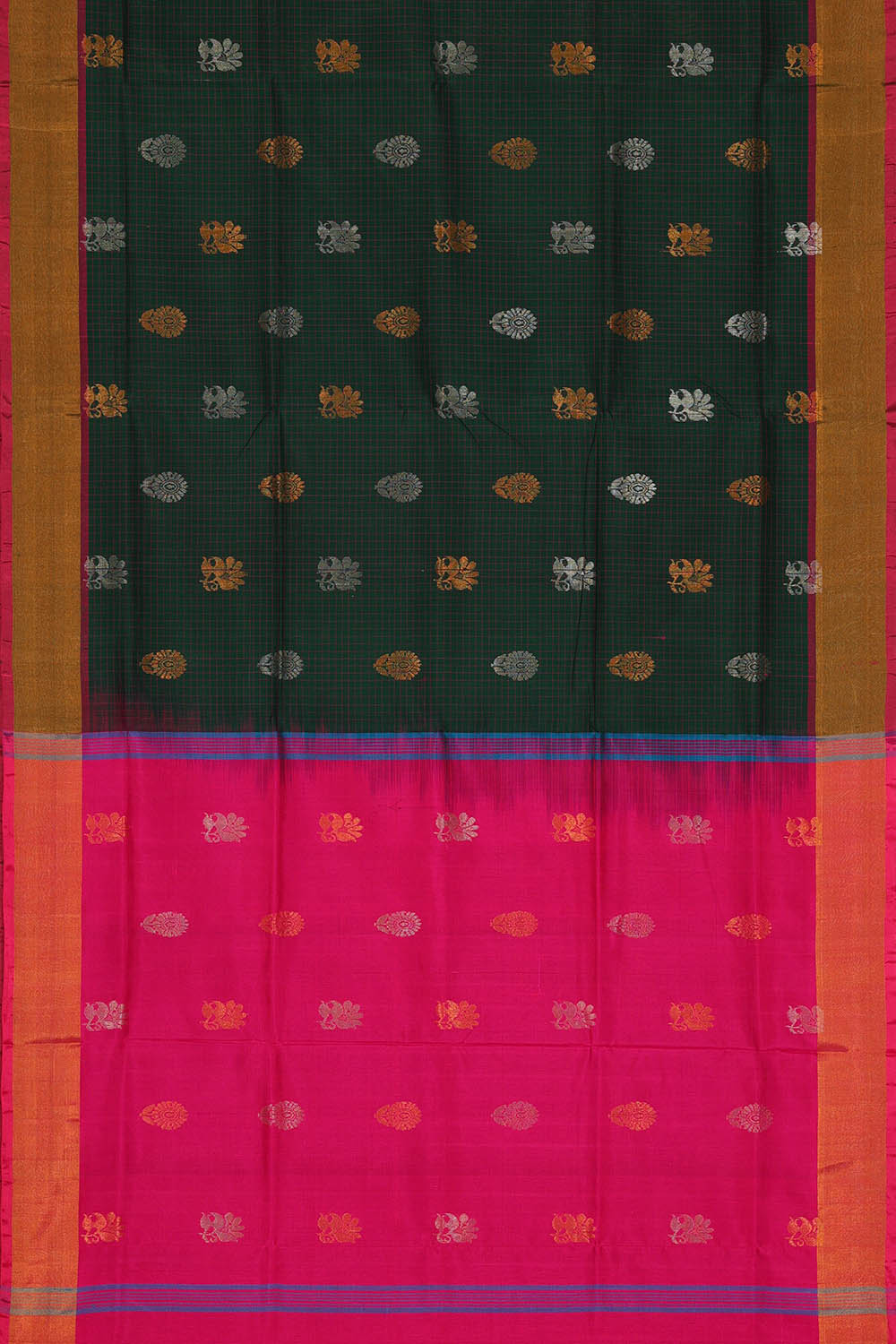 Image of Uppada Silk Dark Green Saree